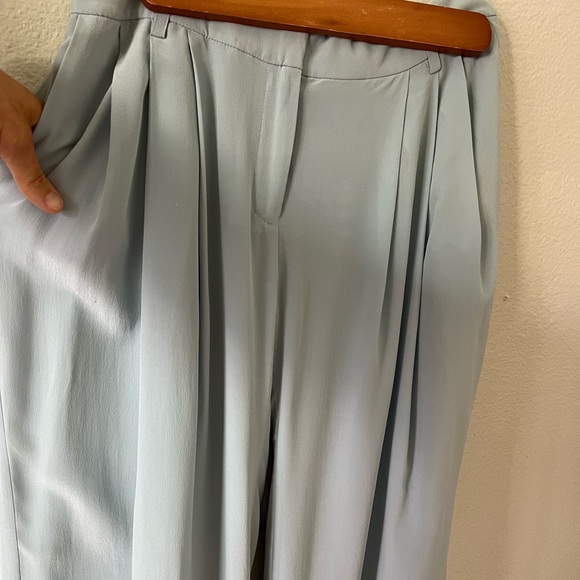 Rachel Zoe 100% Silk Light Blue Wide Leg Pants - Picture 4 of 16